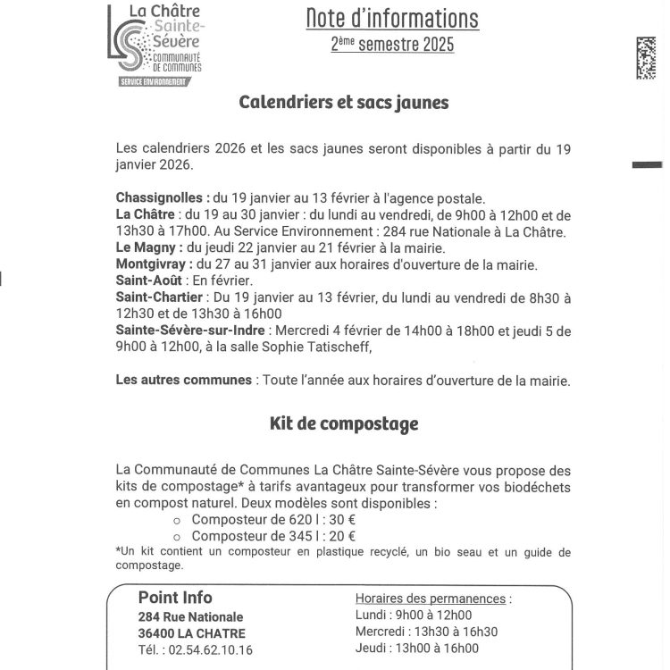 Calendriers et sacs jaunes